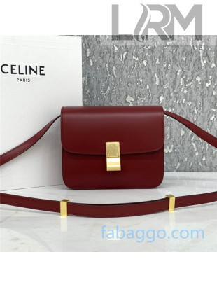 Celine Teen Small Classic Bag in Box Calfskin 192523 Dark Red 2020 (Top quality)