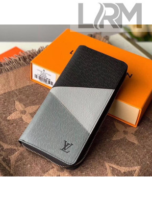 Louis Vuitton Men's Zippy Wallet in V Patchwork Grained Leather M63095 Grey 2020