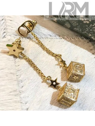 Dior Crystal Lucky Dice CD Earrings White/Gold 2019