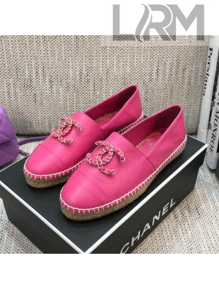 Chanel Chain CC Lambskin Flat Espadrilles Pink 2021