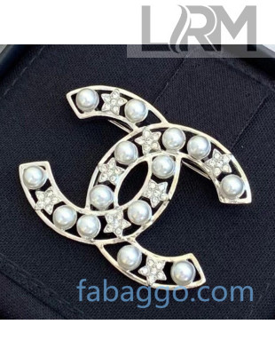 Chanel Crystal Pearl CC Brooch 23 2020