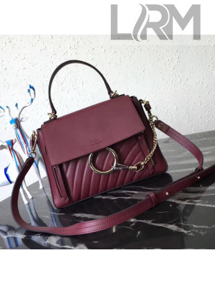 Chloe Small Chevron Leather Faye Day Bag Burgundy 2018