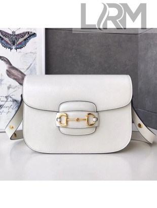 Gucci Leather 1955 Horsebit Small Shoulder Bag 602204 White 2020