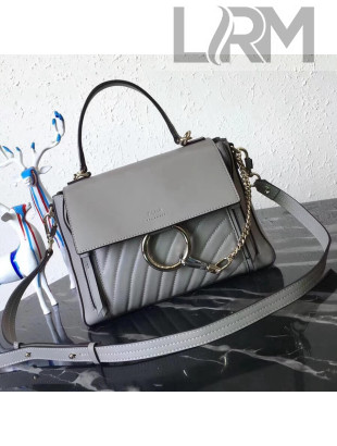 Chloe Small Chevron Leather Faye Day Bag Grey 2018