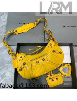 Balenciaga Le Cagole Lambskin Small Shoulder Bag Yellow/Aged Silver 2021