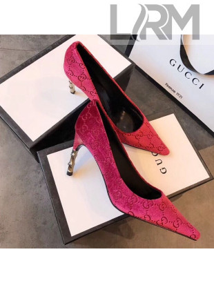 Gucci GG Velvet Bamboo Heel Pumps Red 2019