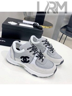 Chanel Suede & Mesh Sneakers G38299 Light Gray 2021 111730