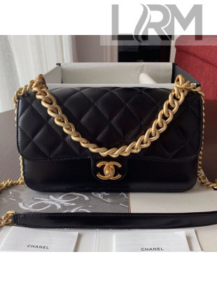 Chanel Wax Quilted Calfskin Medium Classic Flap Bag Black 2019