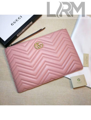 Gucci GG Marmont Matelassé Leather Pouch 476440 Pink 2020