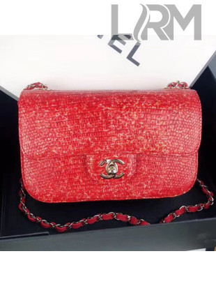 Chanel Small Lizard Skin Classic Flap Bag Red 2019