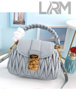 Miu Miu Coffer Matelasse Nappa Leather Shoulder Bag 5BA188 Light Blue 2021