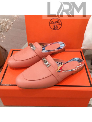 Hermes Classic Kelly Calfskin Flat Mules Orange 2020