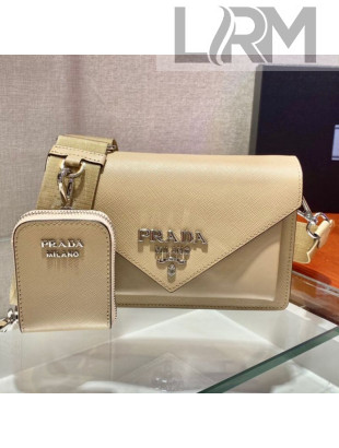 Prada Saffiano Leather Mini Envelope Bag 1BP020 Beige 2021