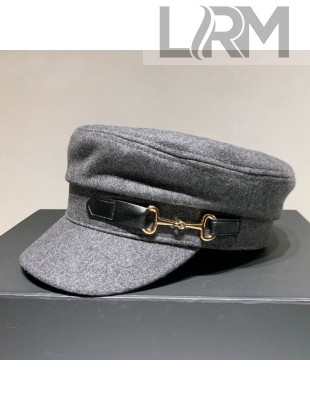 Gucci Wool Hat with Horsebit Charm Grey 2020