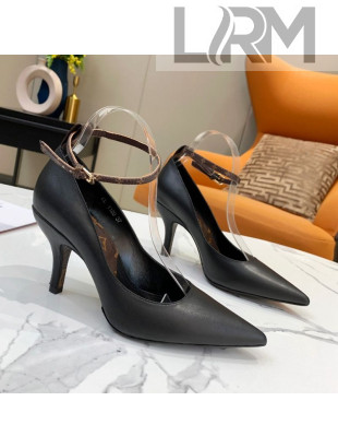 Louis Vuitton Attitude Calfskin Pumps 8.5cm with Ankle Strap Black 2021