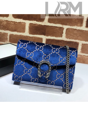 Gucci Dionysus GG Velvet Mini Chain Wallet 401231 Royal Blue 2021