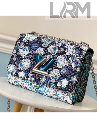 Louis Vuitton Floral Print Twist MM Chain Shoulder Bag M55037 Blue 2019