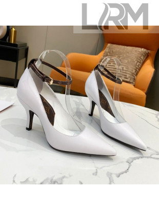 Louis Vuitton Attitude Calfskin Pumps 8.5cm with Ankle Strap White 2021