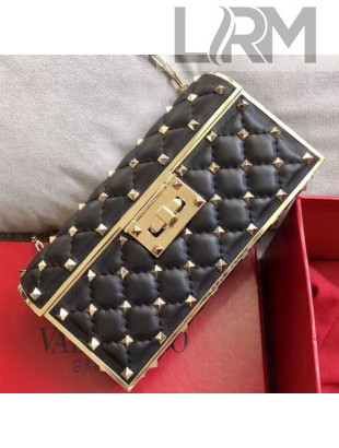 Valentino Rockstud Spike Evening Clutch Bag in Calfskin Black 2018