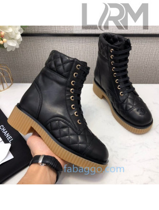 Chanel Quilted Lambskin Short Boots Black 01 2020