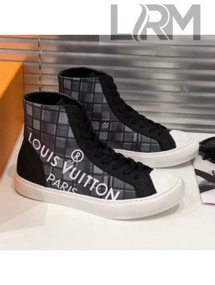 Louis Vuitton Tattoo Damier Canvas High-top Sneakers Black 2019 (For Women and Men)