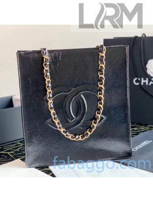 Chanel Shiny Aged Calfskin Vertical Shopping Bag AS1945 Black 2020