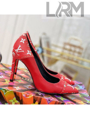 Louis Vuitton Cherie Pump 9.5cm in Studded Monogram Canvas Red 2021