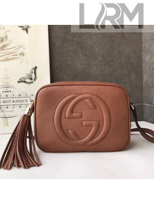 Gucci Soho Small Leather Interlocking G Tassel Disco Camera Bag 308364 Tan Brown 2019