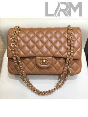 Chanel Lambskin Classic Flap Medium Bag A01112 Caramel with Gold Hardware 2018