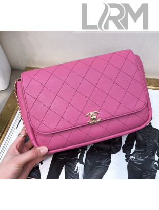 Chanel Large Quilting Lambskin Chain Flap Bag AS0138 Pink 2019