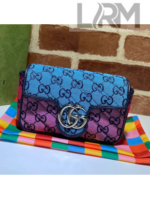 Gucci GG Marmont Multicolour Canvas Super Mini Bag ‎476433 Blue/Multico 2021 