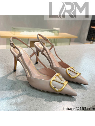 Valentino VLOGO SIGNATURE Calfskin Slingback Pump with 8cm Heel Nude 2022