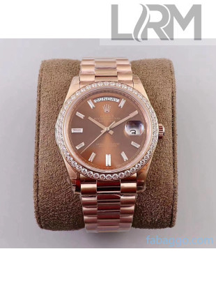 Rolex Datejust Watch 40mm With Crystal Pink Gold/Brown 2020 Top Quality 