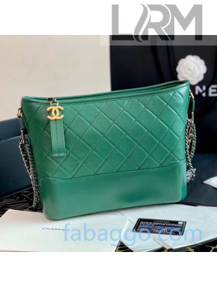 Chanel Quilted Aged Calfskin Gabrielle Medium Hobo Bag AS1521 Bright Green 2020