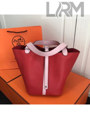 Hermes Togo Calfskin Leather Picotin Lock MM Bag Red/Pink