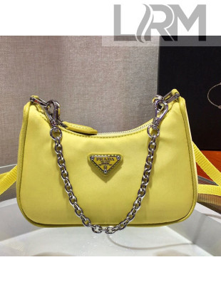 Prada Re-Edition Nylon Mini Shoulder Bag 1TT122 Light Yellow 2021