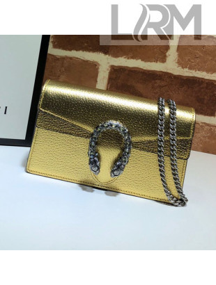 Gucci Dionysus Super Mini Bag in Metallic Gold Leather 476432 2020