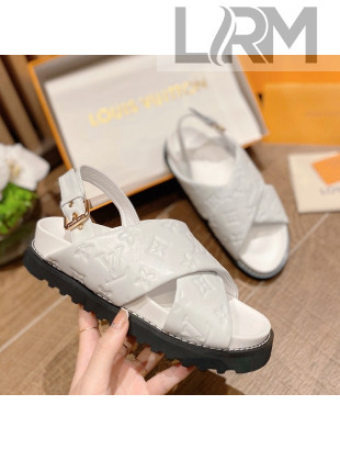 Louis Vuitton Paseo Flat Comfort Crossover Monogram Leather Sandals White 2022