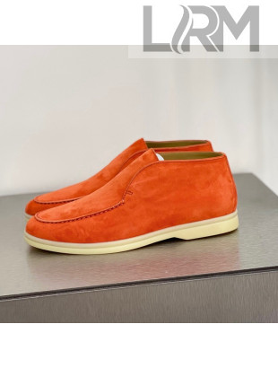 Loro Piana High-top Suede Flat Loafers Orange 2021 1118125