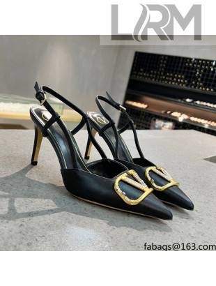 Valentino VLOGO SIGNATURE Calfskin Slingback Pump with 8cm Heel Black 2022