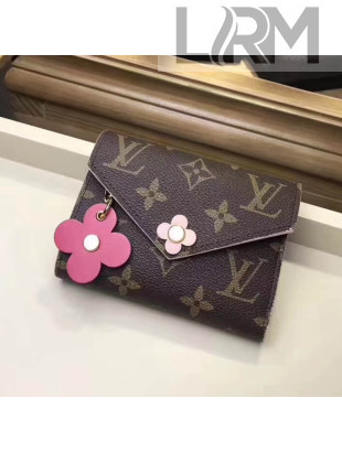 Louis Vuitton Monogram Canvas Victorine Wallet With Flower Charm M64203 Rosy