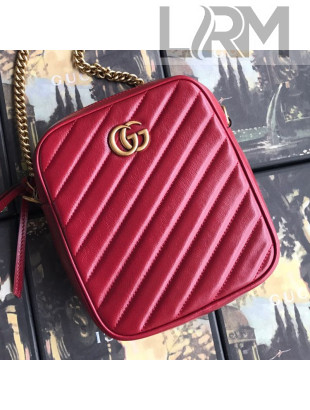 Gucci GG Diagonal Marmont Leather Mini Shoulder Bag 550153 Red 2019