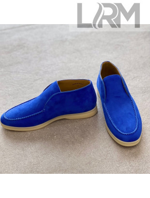 Loro Piana High-top Suede Flat Loafers Royal Blue 2021 1118134