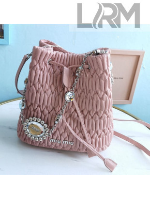 Miu Miu Matelasse Nappa Leather Bucket Bag 5BE050 Pink 2021