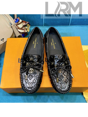 Louis Vuitton Gloria Monogram Calfskin Flat Loafer Black 2021