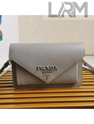 Prada Saffiano Leather Mini Bag 1BP020 Grey 2020