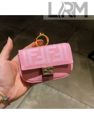 Fendi FF Canvas Nano Baguette Charm Pink 2021