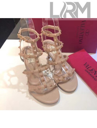 Valentino Apricot Leather Rockstud Sandal With 6.5CM Heel 2020