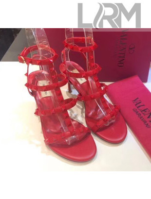 Valentino Red Leather Rockstud Sandal With 6.5CM Heel 2020