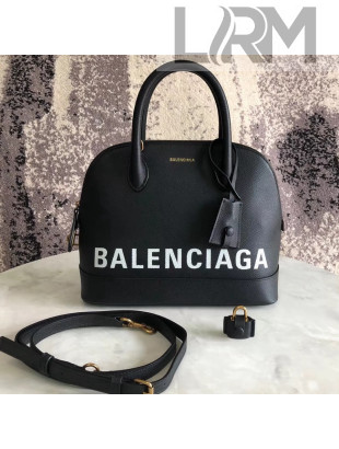 Balen...ga Logo Grained Calfskin Ville Top Handle Bag S Black 2018